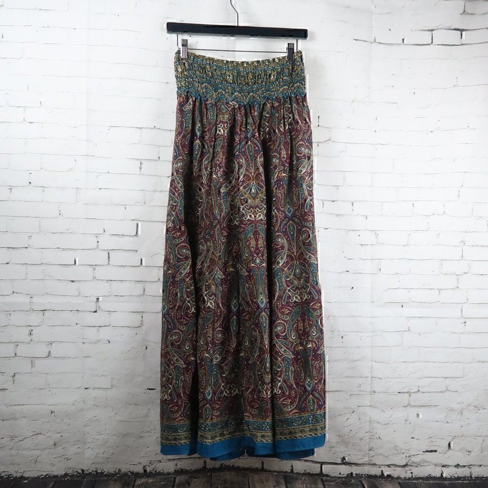 SARA MAROON PAISLEY WIDE LEG PALAZZO PANTS ONE SIZE FITS SMALL/MEDIUM